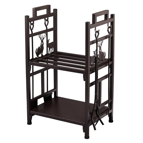 30*18*13in 双层 棕色 柴火架 铁艺-2