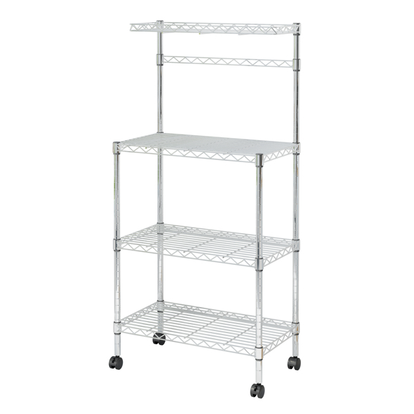  4层喷粉带轮子 微波炉架 不锈钢 60*35*120cm 银色 N001 落地式-13