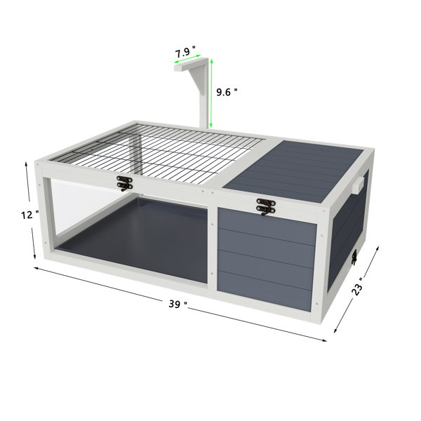 爬行动物栖息地龟屋，带灯架、3个亚克力观察窗、2个防水托盘、可锁定顶盖，易于清洁的木制饲养箱，适用于乌龟、蜥蜴、蛇和小宠物--不支持self-pick up-17