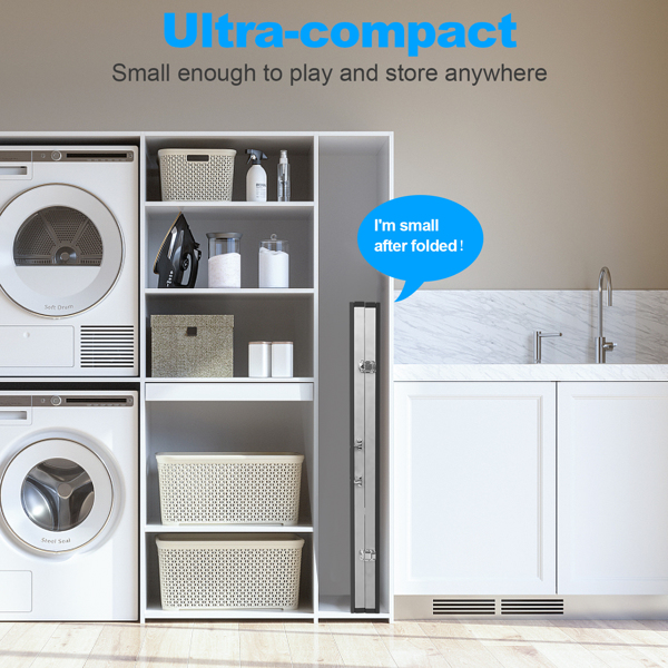 6英尺黑色中型乒乓球桌，可折叠便携，室内外皆宜，配有球网、2个乒乓球拍和3个乒乓球。--不支持self-pick up-6