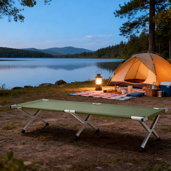 RHB-03A便携式折叠帆布铝管野营露宿床 行军床 军绿色-8