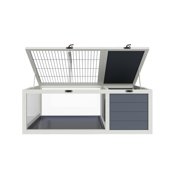 爬行动物栖息地龟屋，带灯架、3个亚克力观察窗、2个防水托盘、可锁定顶盖，易于清洁的木制饲养箱，适用于乌龟、蜥蜴、蛇和小宠物--不支持self-pick up-12