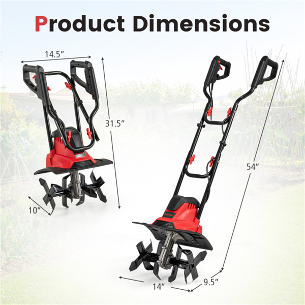 10安培电动耕耘机-380转花园耕耘机，带4个刀片，14英寸工作宽度和可折叠手柄-5