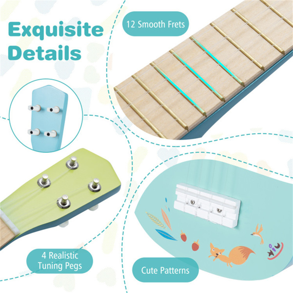 21英寸儿童尤克里里琴-轻巧紧凑的设计，优质Basswood琴身，带尼龙绳（浅蓝色）-10