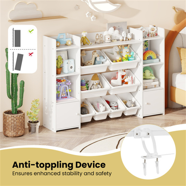 白色多功能儿童储物架-玩具收纳架+书架，56英寸x12英寸x39英寸，防倾倒，容量265磅-7