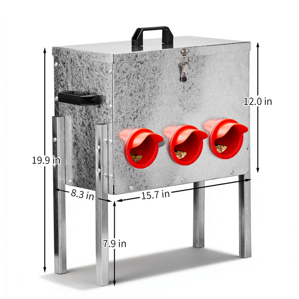 6口 48*30*54cm 方形+底脚 银+红 全拆装 镀锌板+塑料 喂食用品-8