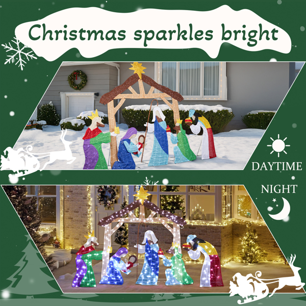 210*34*155CM   房子耶稣诞生   2D 白灯 葱布   24V  3.6W 圣诞灯饰耶稣-10