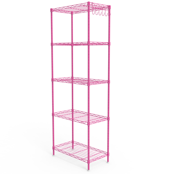5层 可自由调节层间距  插梢式变形结构 带调节脚 展示架 铁 54*29*150cm 喷粉哑光芭比粉-5
