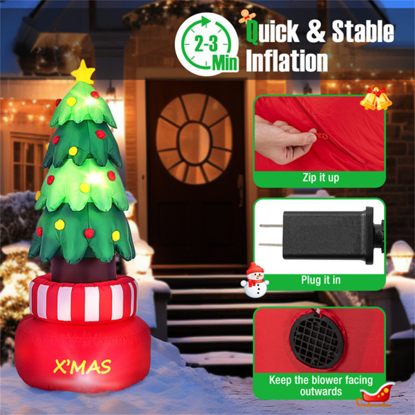 8英尺旋转充气圣诞树-3个内置LED，2-3分钟充气，210吨聚酯纤维（多色）-7