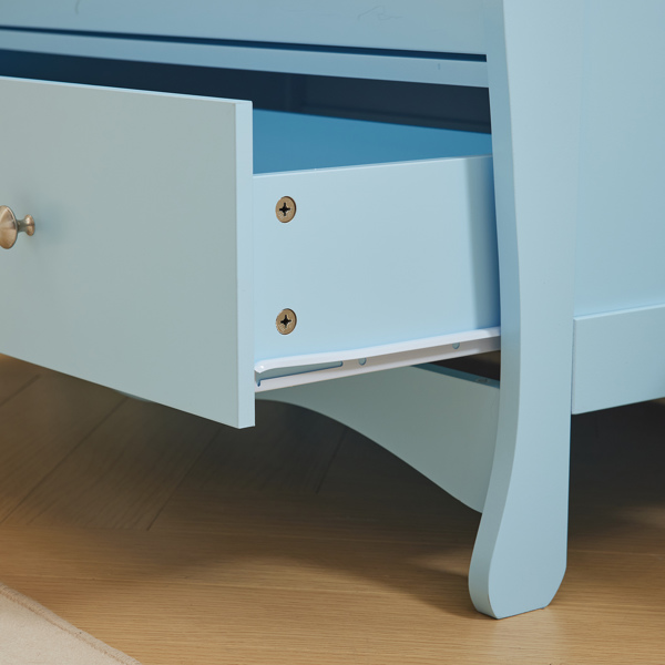 蓝色 油漆面 密度板 三层抽屉 90.5*58*92cm  儿童木床 带安全带 换尿布台 婴儿-19