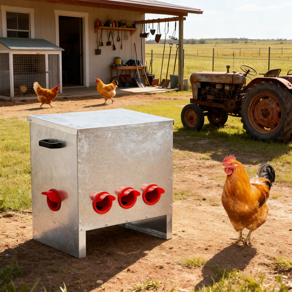 5口 54*38*53cm 方形 银+红 全拆装 镀锌板+塑料 喂食用品-12