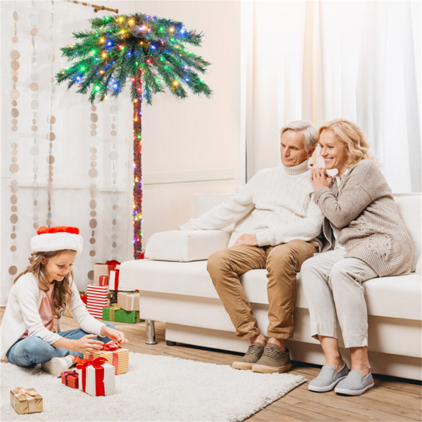 6英尺预点亮圣诞棕榈树-210个四色LED（红/绿/黄/蓝），64个PVC枝尖-5