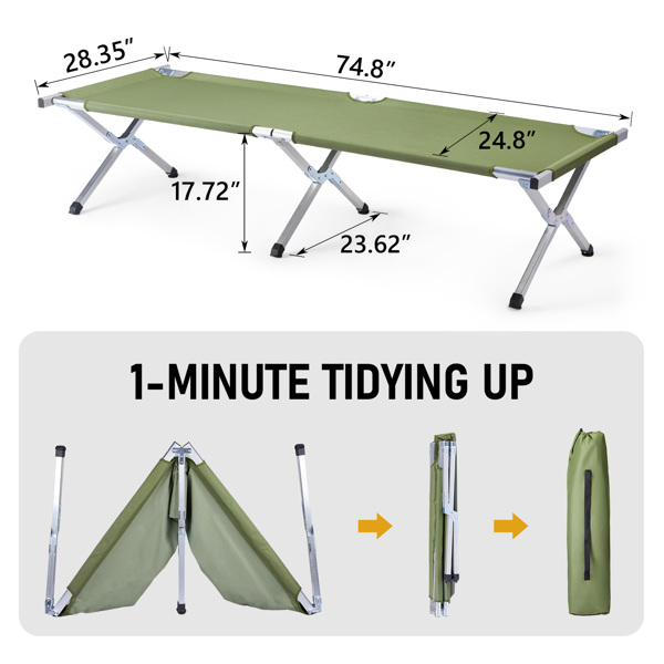 RHB-03A便携式折叠帆布铝管野营露宿床 行军床 军绿色-1