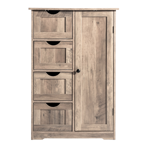 水洗灰 密度板三胺贴面 56*30*80cm 4抽 1门 浴室立柜-17