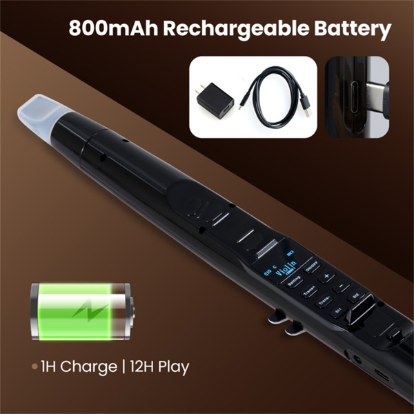 便携式无线MIDI电子萨克斯管-100音调，3W高保真扬声器，12小时播放时间，0.7磅（黑色ABS）-3