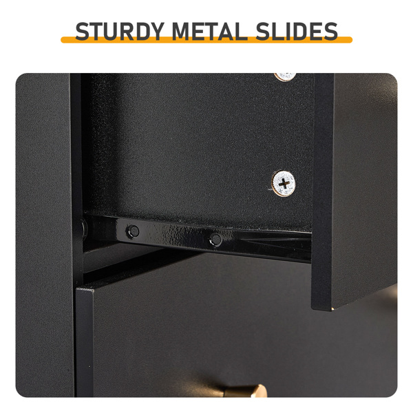 黑色 刨花板 贴麻面三胺 66*40*91cm 3+2抽 抽屉柜 哑金把手-9