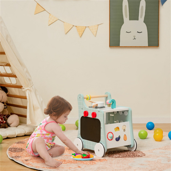 带游戏厨房的6合1木制婴儿推车  -蓝色-6