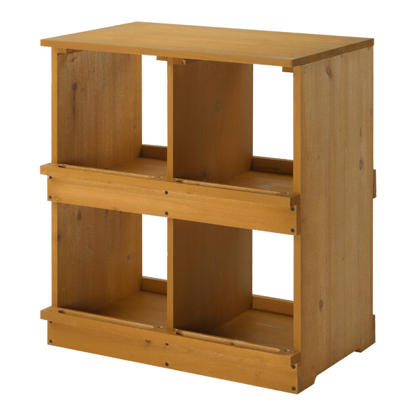 26*23.5*15.5inch 4隔间 普黄 平顶双层 杉木 喂食用品-13