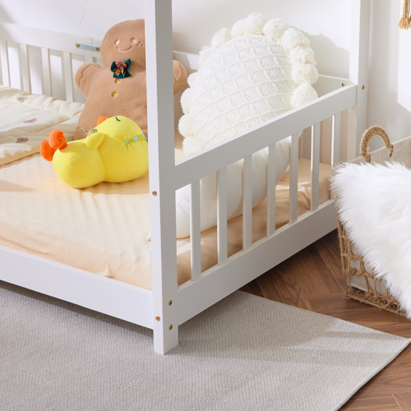 白色 油漆面 松木 X型屋顶造型 196*98*156cm 儿童木床-22