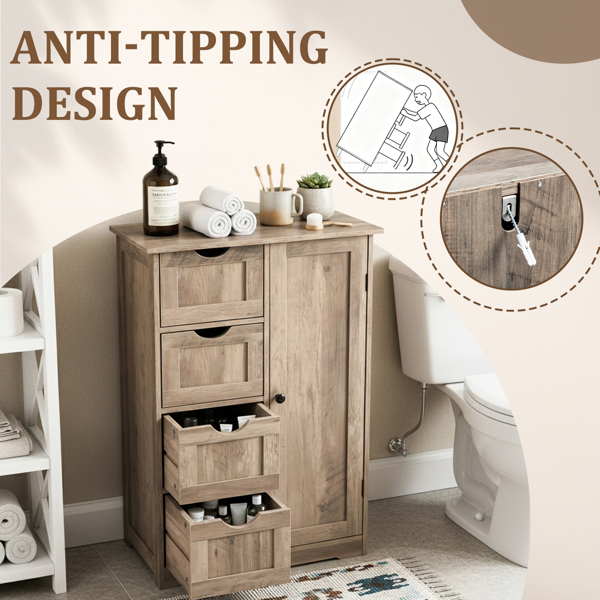 水洗灰 密度板三胺贴面 56*30*80cm 4抽 1门 浴室立柜-11