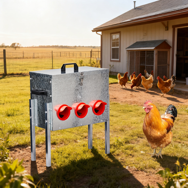 6口 48*30*54cm 方形+底脚 银+红 全拆装 镀锌板+塑料 喂食用品-9