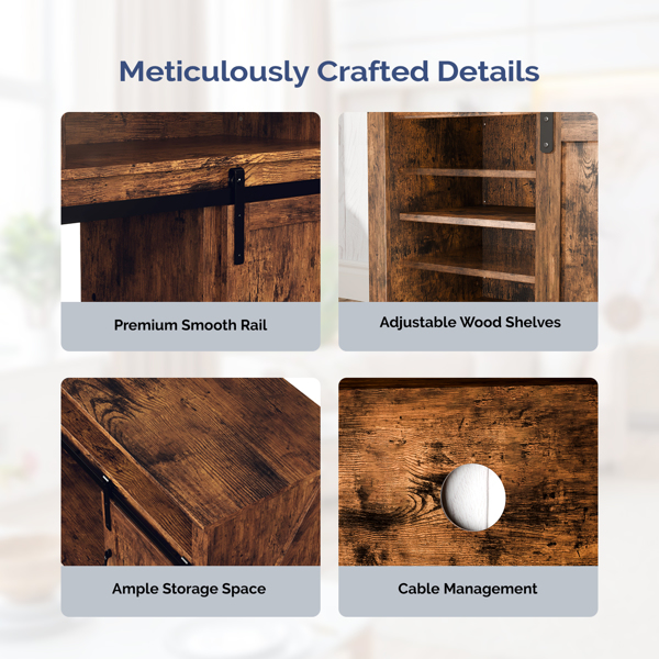 58寸腐木色谷仓门滑轨壁炉柜 151*39*75cm 23寸壁炉芯-3