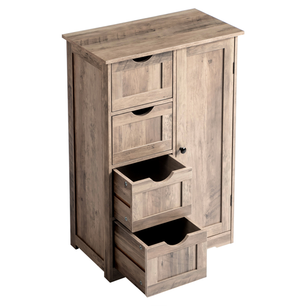 水洗灰 密度板三胺贴面 56*30*80cm 4抽 1门 浴室立柜-3