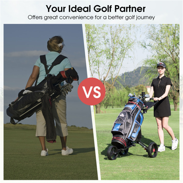 两步折叠高尔夫球车-耐用的铝制框架，带EVA免维护车轮-9