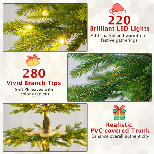 6.5FT旋转圣诞树-4层展示架，220个LED灯，11种模式，280个分支提示-11