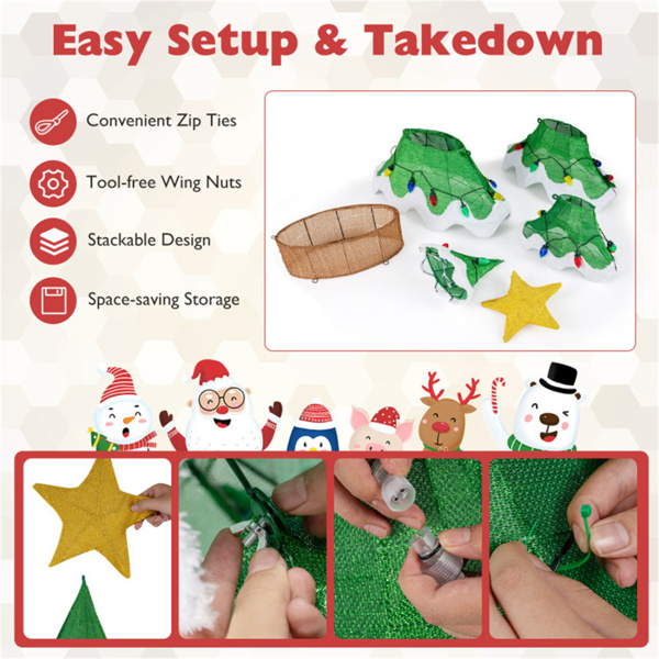 5.2英尺发光圣诞树-34个草莓球+星形顶盖，IP44防水，绿色+黄色-6