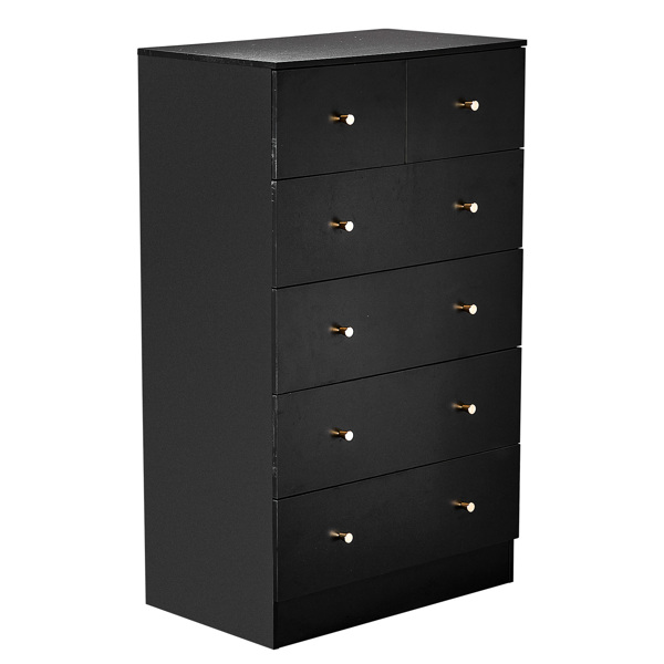 黑色 刨花板 贴麻面三胺 66*40*111cm 4+2抽 抽屉柜 哑金把手-10