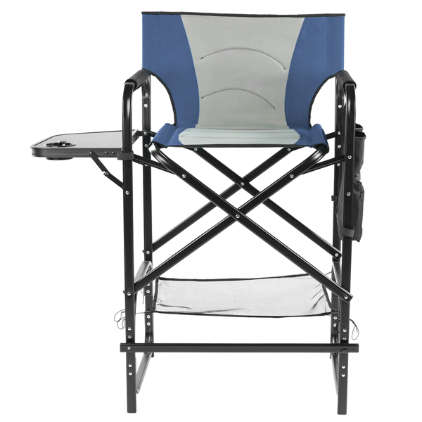 31in 黑铁管 藏青/灰绿布面 喷塑铁扁管 铁导演椅 120kg 无便携袋-4