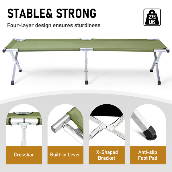 RHB-03A便携式折叠帆布铝管野营露宿床 行军床 军绿色-2