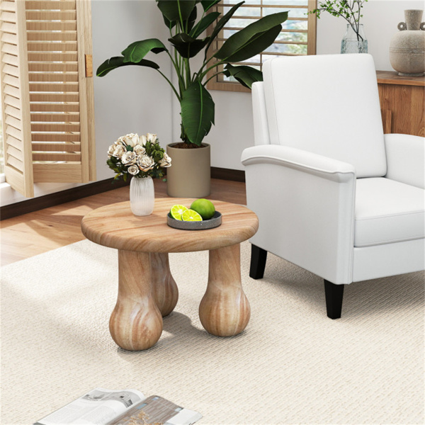 24英寸圆形桃花心木装饰桌-实木，承重110磅，室内/室外使用，天然-4