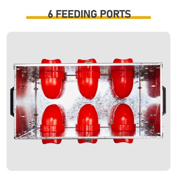 6口 48*30*54cm 方形+底脚 银+红 全拆装 镀锌板+塑料 喂食用品-5