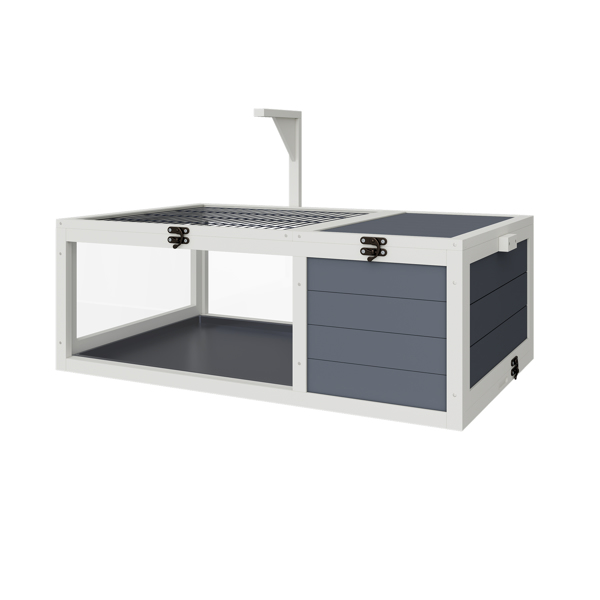 爬行动物栖息地龟屋，带灯架、3个亚克力观察窗、2个防水托盘、可锁定顶盖，易于清洁的木制饲养箱，适用于乌龟、蜥蜴、蛇和小宠物--不支持self-pick up-11