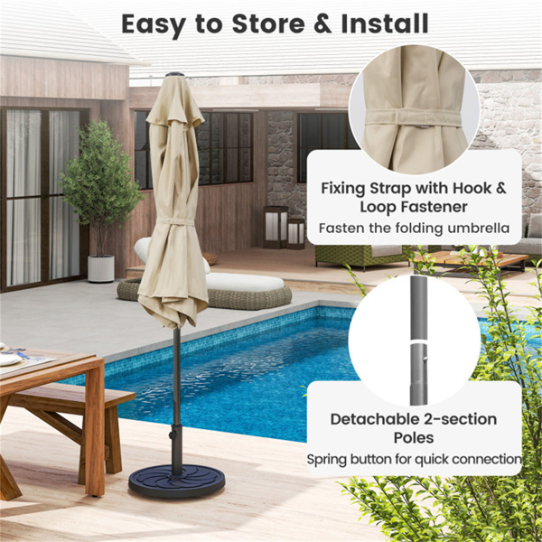 3件套庭院野餐套装-7.5英尺曲柄倾斜伞，重型树脂底座，可调节支腿，后院/花园/露营地-10