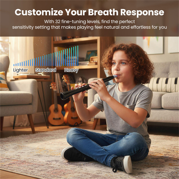 便携式无线MIDI电子萨克斯管-100音调，3W高保真扬声器，12小时播放时间，0.7磅（黑色ABS）-11