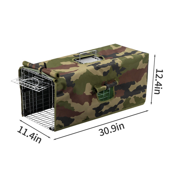 32inch 银色 折叠+迷彩布罩 铁 诱捕笼 宠物围栏-4