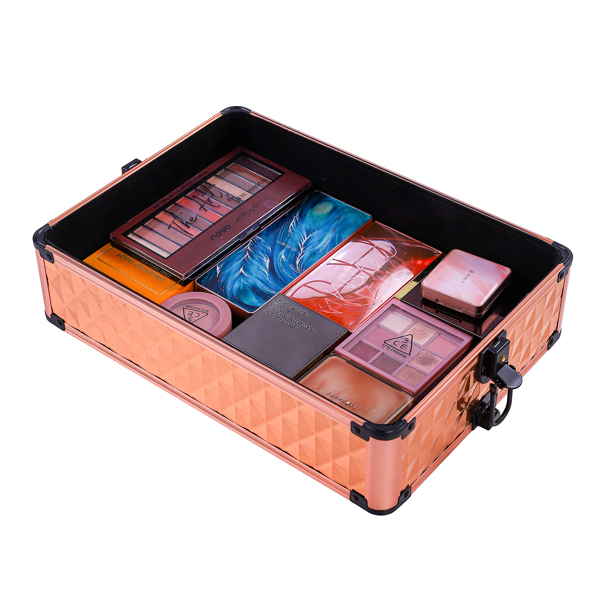 4pcs 拉杆式带万向轮 ABS 钻石纹 香槟金 化妆箱 33*23*78cm-16