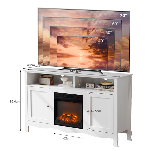 58寸白色法式弯腿壁炉柜 147.3*40.00*86.4cm 18寸壁炉芯-9