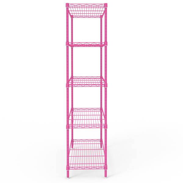 5层 可自由调节层间距  带调节脚 展示架 铁 74*34*150cm 喷粉哑光芭比粉-3