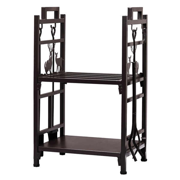 30*18*13in 双层 棕色 柴火架 铁艺-1