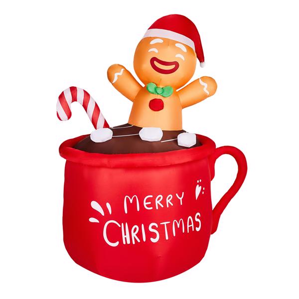 6.5FT 杯子拐杖糖姜饼人 3颗暖光LED 210D涤纶 圣诞充气装饰 12V 12V,1000mA 美规-8