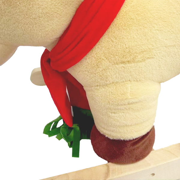 儿童骑乘摇摇马玩具，带摇篮曲，麋鹿造型，配有手偶和安全带，适合1-3岁儿童，柔软毛绒面料，杏色，通过CPC认证-12