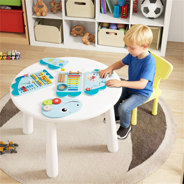 11合1恐龙活动墙忙碌板面板——木质感官玩具蓝色-10