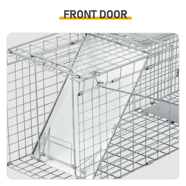 32inch 银色 折叠+前置挡板 铁 诱捕笼 宠物围栏-9