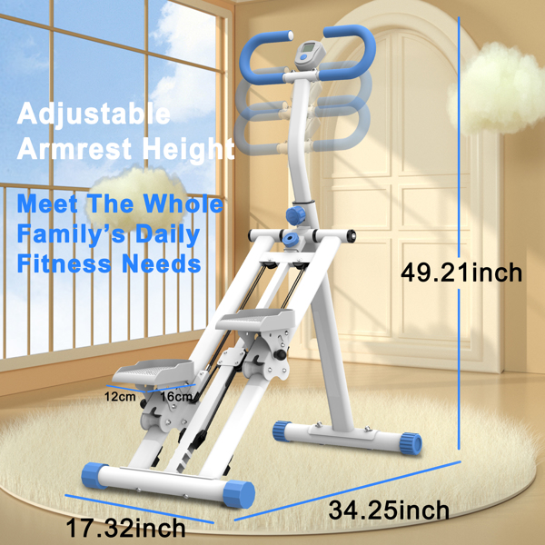 带阻力的楼梯踏步机，家用升级版垂直登山健身器材，全身锻炼，带稳定框架和可调节把手的登山健身器材 - 蓝色 不支持self-pick up-13