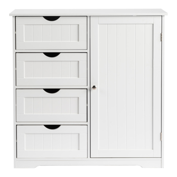 白色  密度板喷漆+刨花板三胺贴面 竖纹 80*30*80cm 4抽 1门 浴室立柜