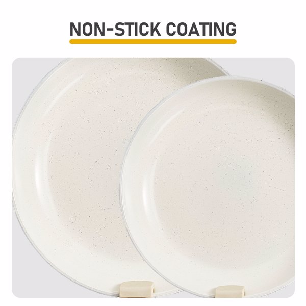 19件 五锅两盖 可拆卸手柄 烹饪锅具 米白色 铝锅套装-9